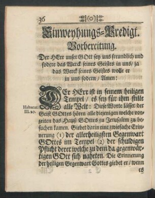 Einweyhungs-Predigt