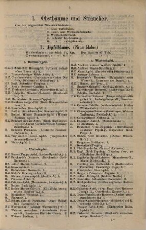 Haupt-Catalog der Königlich Prinzlich Niederländischen Baumschulen zu Muskau o.L.. 1870/71, He. - Frü.