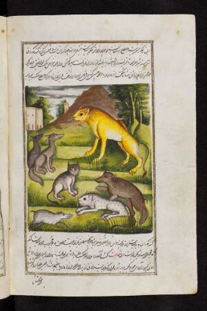 Illustration: Der Löwe mit seinem Hofstaat