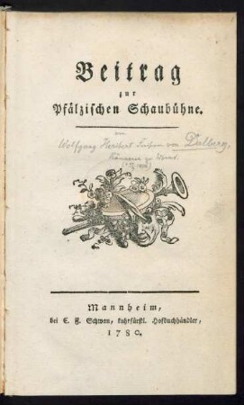 Beitrag zur Pfälzischen Schaubühne