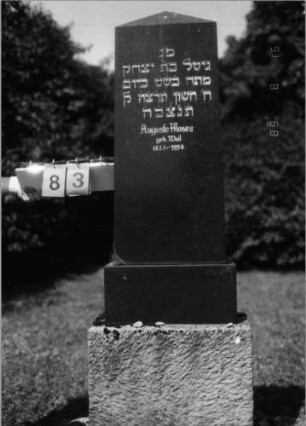 Grabstein 83 (Index: 100086557) Material: Granit Zustand: gut Maße HxBxT: 157x43x16 cm Beschreibung: Obelisk, getreppter Sockel: Grabstein 83