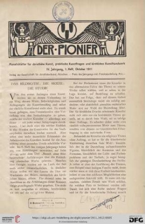 1. Heft, Oktober 1911