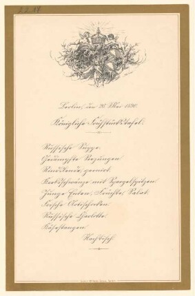 Menükarte : Königliche Frühstückstafel