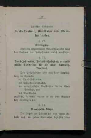 Fünfter Abschnitt. Dienst-Controle, Dienstbücher und Mannschaftslisten.