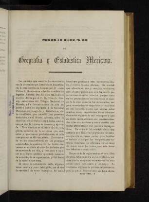 Sociedad de Geografia y Estadistica Mexicana.