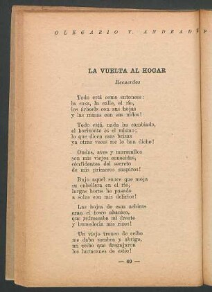 La vuelta al hogar : Recuerdos