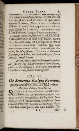 Cap. VI. De Sententia Ecclesiæ Romana, ...