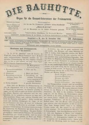 No. 51. Frankfurt a. M., den 16. Dezember 1916. 59. Jahrgang.