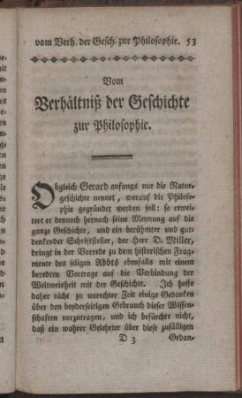 Vom Verhältniß der Geschichte zur Philosophie
