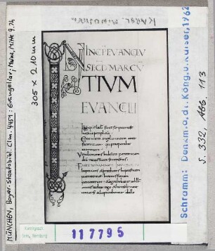 München, Staatsbibliothek, Clm 4451: Evangeliar, Anfang des Markusevangeliums