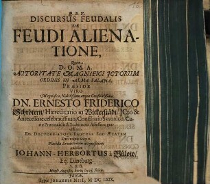 Discursus Feudalis De Feudi Alienatione