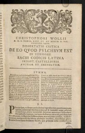 9-33, Diss. Critica De Eo Quod Pulchrum ...