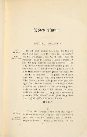 Feet of fines of the ... years of the reign of Richard I., [3]. ... of the ninth year of the reign ..., A.D. 1197 to A.D. 1198