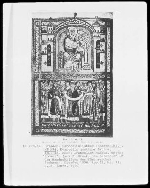 Evangelia quattuor Latine — Der Evangelist Markus und Personen aus dem Neuen Testament, Folio 48recto