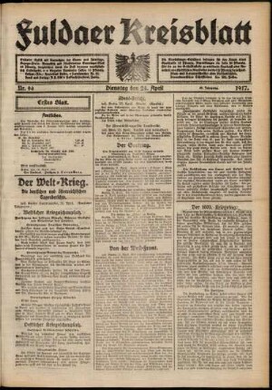 Erste Ausgabe vom Dienstag, den 24. April 1917.