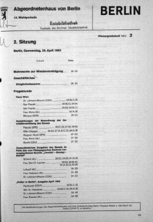 Nr. 2, 25. April 1985