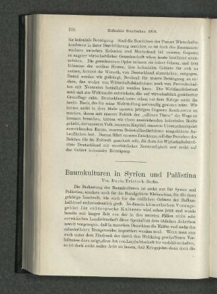 Baumkulturen in Syrien und Palästina.
