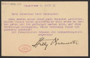 Brief an Ludwig Strecker  an B. Schott's Söhne : 16.08.1911