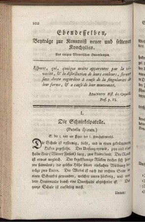Ebendesselben, Beyträge zur Kenntniß neuer und seltener Konchylien.