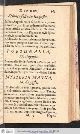 Mysteria Magna, 20. Augusti.