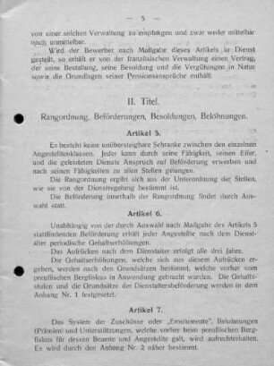 II. Titel. Rangordnung, Beförderungen, Besoldungen, Belohnungen.