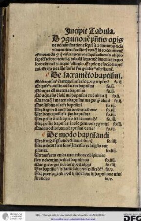 [A]d cognitionem presentis operis de administratione septem sacramentorum ecclesie et inventionem faciliorem eorum que in eo continentur...