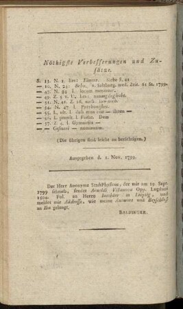 Nöthigste Verbesserungen und Zusätze.