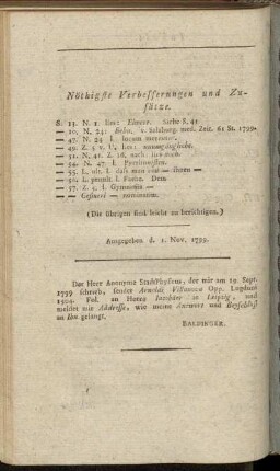 Nöthigste Verbesserungen und Zusätze.