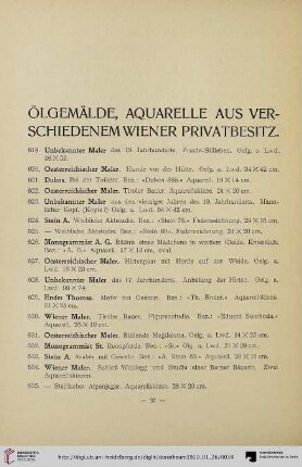 Ölgemälde, Aquarelle aus verschiedenem Wiener Privatbesitz (Nr. 619-943)
