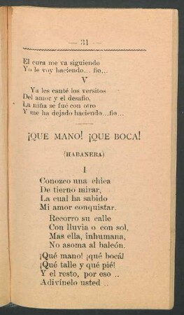 ¡Qué mano! ¡Qué boca! : (Habanera)