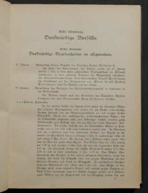 Erster Abschnitt. Denkwürdige Begebenheiten im allgemeinen.