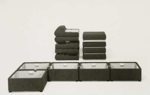 Sitzgruppe (Modell 5330) : Fünf Elemente der Sitzgruppe (Modell 5330) (1975; Polstermöbelkombinat Oelsa-Rabenau (PMK))