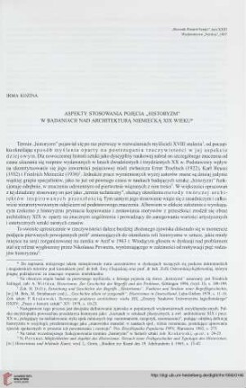 23: Aspekty stosowania pojęcia "historyzm" w badaniach nad architekturą niemiecką XIX wieku