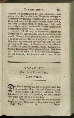Caput VII. De sensu visus. = Vom Sehen.