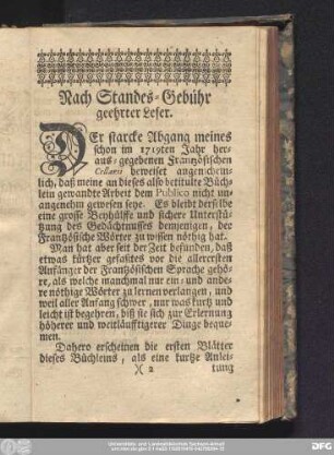 Nach Standes-Gebühr geehrter Leser.