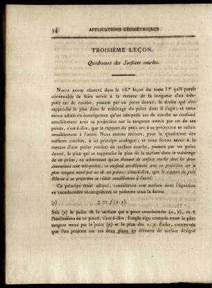 Troisiéme Lecon. Quadrature des Surfaces courbes.