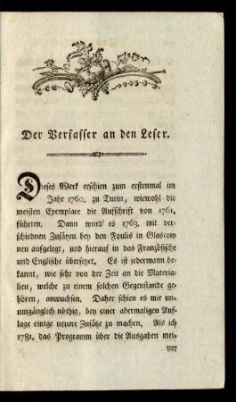 Der Verfasser an den Leser