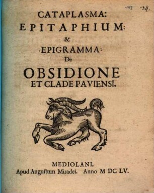 Cataplasma Epitaphium et Epigramma, De Obsidione et Clade Paviensi