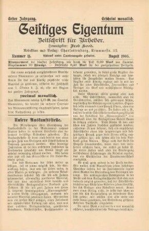 Nummer 11. August 1905