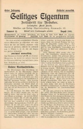 Nummer 11. August 1905