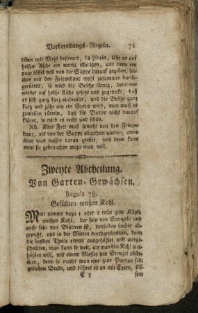 Zweyte Abtheilung. Von Garten-Gewächsen.