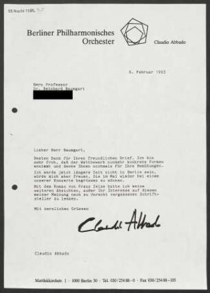 Brief an Reinhard Baumgart, 06.02.1993