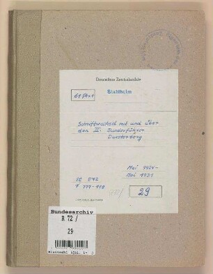 Korrespondenz mit und über den 2. Bundesführer Theodor Duesterberg