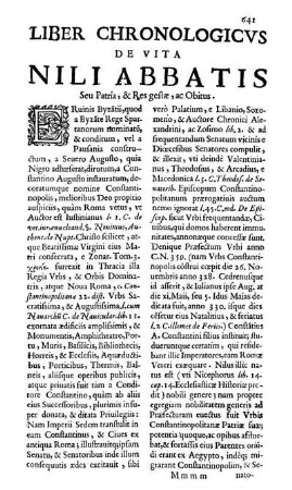 Liber Chronologicus De Vita Nili Abbatis