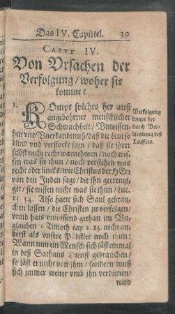 Caput IV. Von Ursachen der Verfolgung/ woher sie komme?