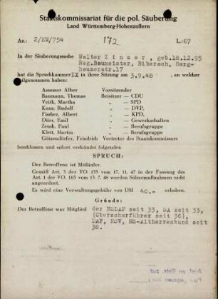 Zinser, Walter