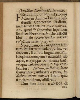 Clarissime Domine Doctorande, [...]