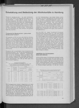 Tab. 1: Straßenverkehrsunfälle mit Personenschaden in Hamburg 1970 bis 1976 nach Alkohol- und Nichtalkoholunfällen