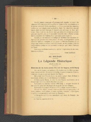 Au Soudan. La Légende Historique.