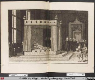 Die Aufbahrung des Kürfürsten Friedrich Wilhelms.